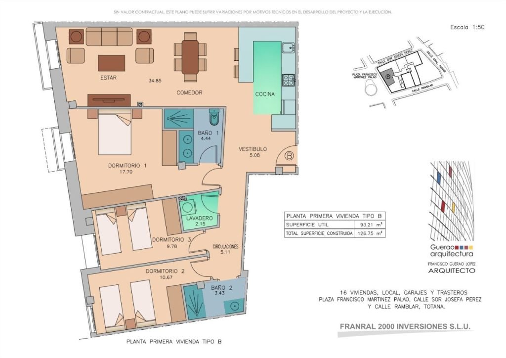 Plano de venta de la vivienda 1ºB