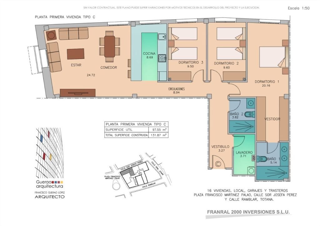 Plano de venta de la vivienda 1ºC