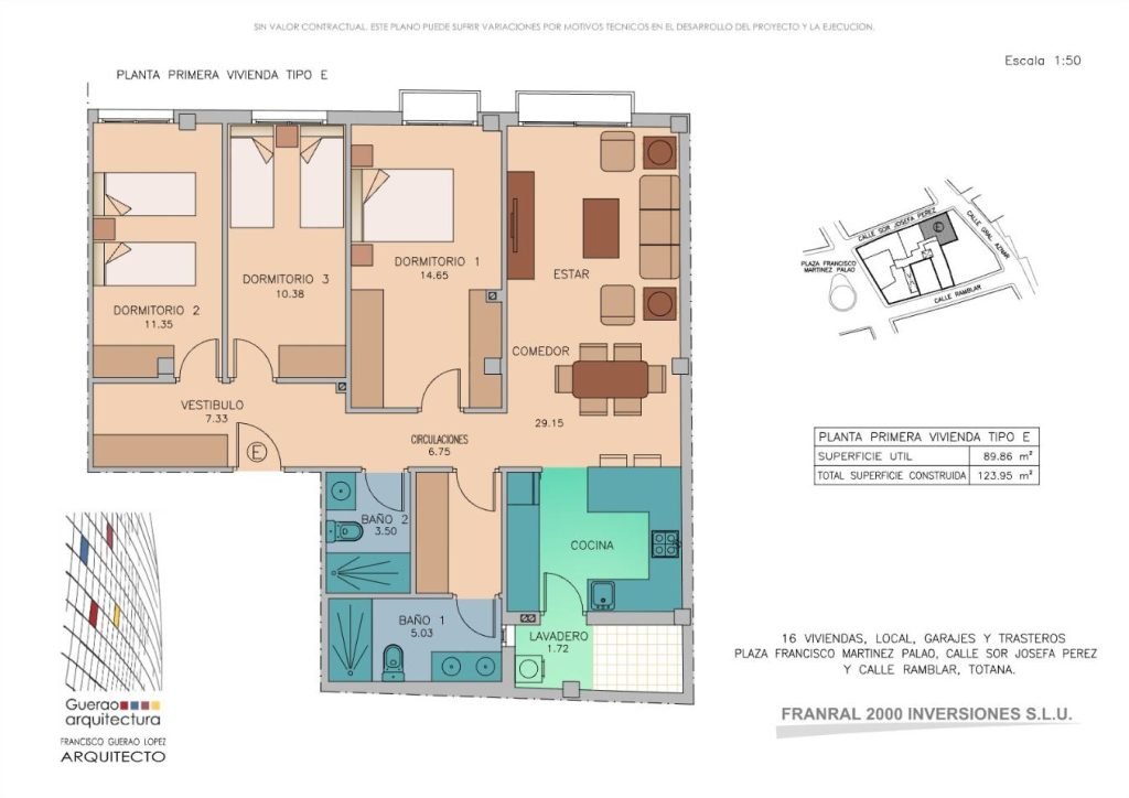 Plano de venta de la vivienda 1ºE